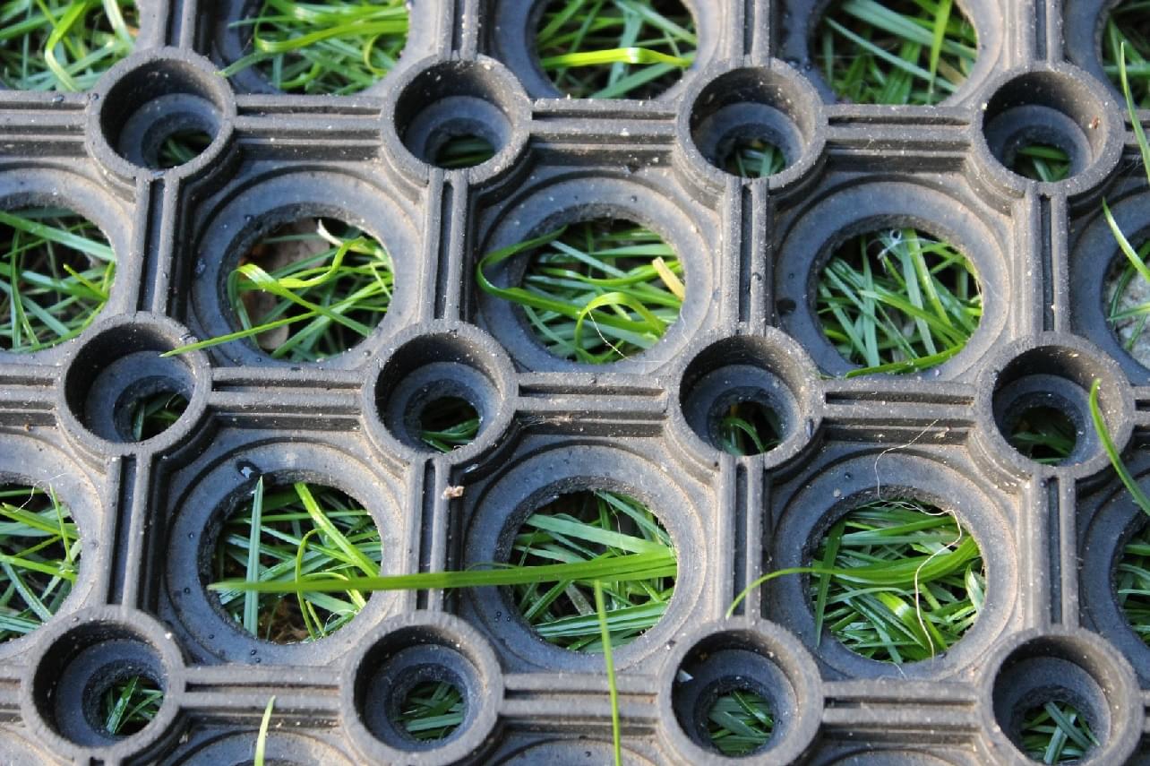 A close-up of the grass protection mat